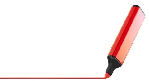 Bottom line, concept. Red line with marker, 3D rendering Stock Illustration