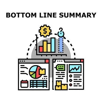 Bottom line summary report dashboard displaying business data Stock Illustration