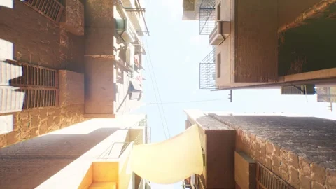 A bottom-up look at Middle Eastern streets full of history and culture. Stock Footage 302147088