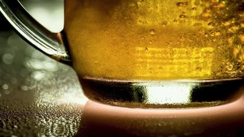 Bottom of the mug with beer Stock Photos