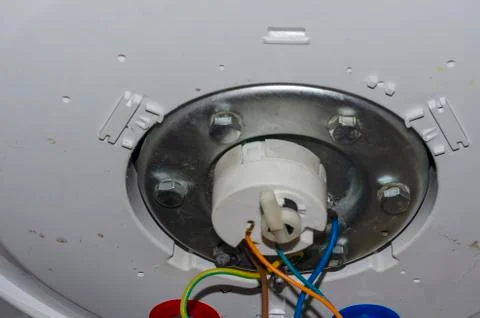 Bottom of the outboard water heater before disassembling. Stock Photos