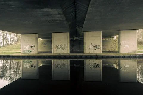 At the bottom of an overpass Stock Photos