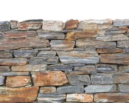 Bottom part rough stone textured wall background isolated on top Stock Photos