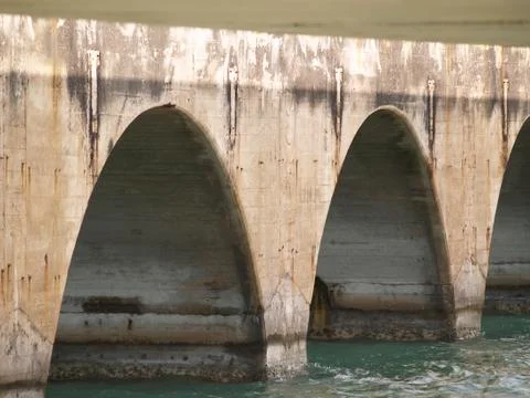 The Bottom Portion of a Bridge in the Atlantic Ocean Foto stock