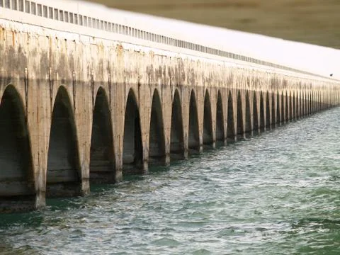 The Bottom Portion of a Bridge in the Atlantic Ocean Stock Photos