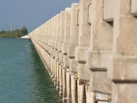 The Bottom Portion of a Bridge in the Atlantic Ocean Foto stock
