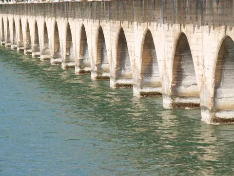 The Bottom Portion of a Bridge in the Atlantic Ocean Stock Photos