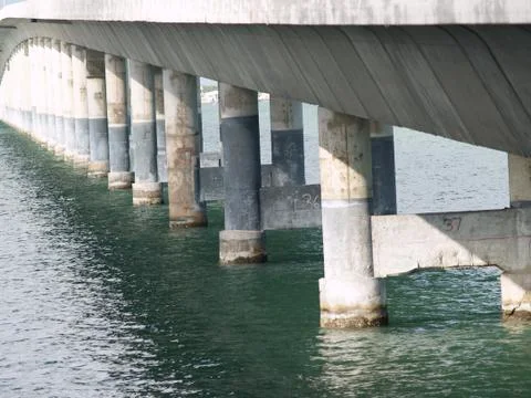 The Bottom Portion of a Bridge in the Atlantic Ocean Foto stock