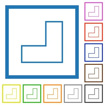 Bottom right angle arrow outline flat framed icons 스톡 일러스트