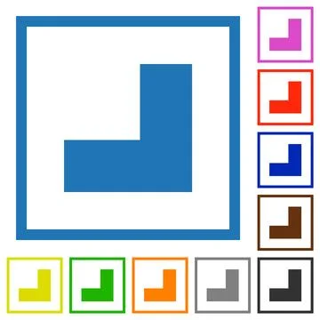 Bottom right angle arrow solid flat framed icons Stockillustratie