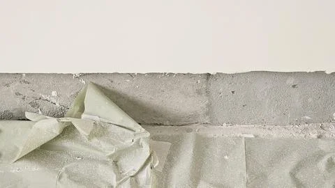 Bottom Section of Painted Wall is Left Unfinished to Install Skirting, Plastic Stock Photos