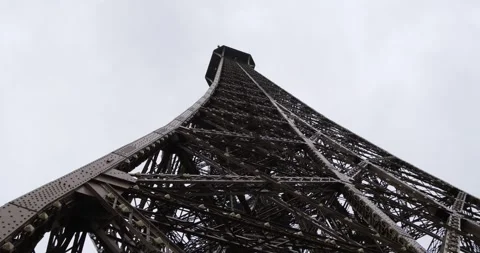 Bottom-up shot of Eiffel Tower (Tour Eiffel) in Paris, France Video stock 303650838
