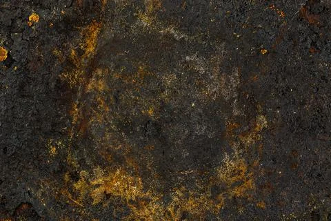 Bottom side of a cast iron pan with thicl layer of soot on it. Stock Photos