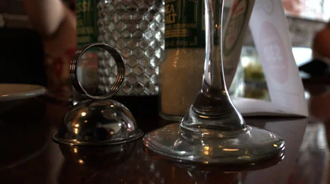 Bottom Of Stem Wine Glass On Table Ot Restaurant 4K Stock-Footage 39745991