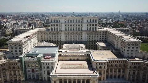 Bottom to Top &amp; close view - Palace of the Parliament in Bucharest Stock Footage 100025707