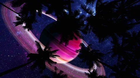 Bottom View 2 of Alien Night Sky through Palm Trees Vidéo 168861719