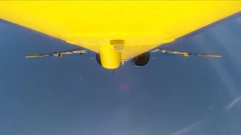 Bottom View of an Aircraft, Three Accompanied Fighters, Air Show, Astonishing Vi Video stock 120369173