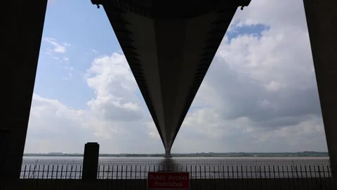 Bottom View Of The Big Bridge (Humber Bridge, England) Stock Footage 293715813