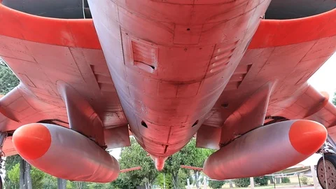 Bottom view of the bomber aircraft Stock Footage 88560719