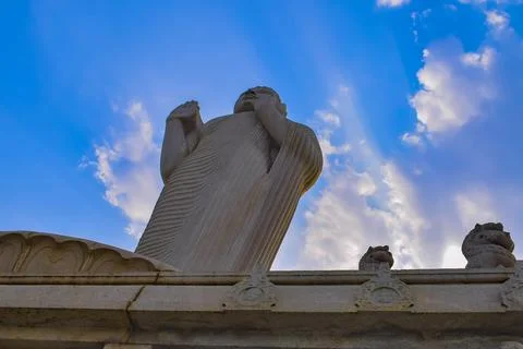 Bottom view of BUDDHA Statue touching the Sky. Buddha Statue at Hyderabad, AP. Stock Photos