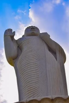Bottom view of BUDDHA Statue touching the Sky. Buddha Statue at Hyderabad, AP. Stock Photos