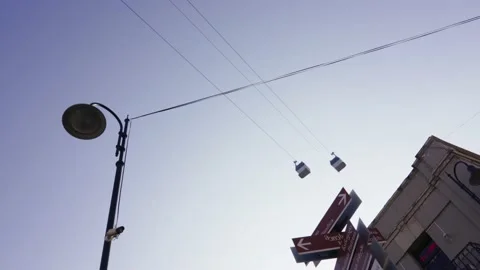 Bottom view of cable car in Tbilisi city. Stock Footage 231067580