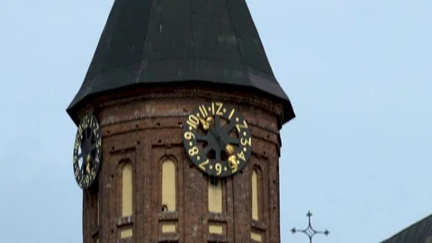 Bottom-up view on Cathedral on island of Kant. Close-up. Stock Footage 111379703
