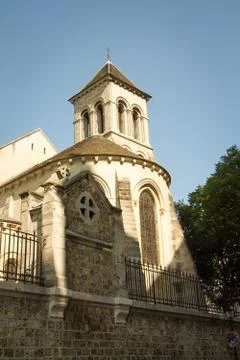 Bottom view of the Cathedral of St. Peter on Montmartre in Paris Stock Photos
