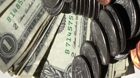 Bottom view on cents and dollars Stock Footage 39908748