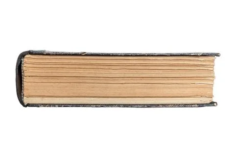 Bottom view of a closed book - page edges of an old closed book Stock Photos