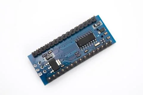 Bottom view of a developing board microcontroller module. This part is used f Stock Photos