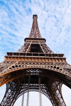 Bottom view of eiffel tower in paris Stock Photos