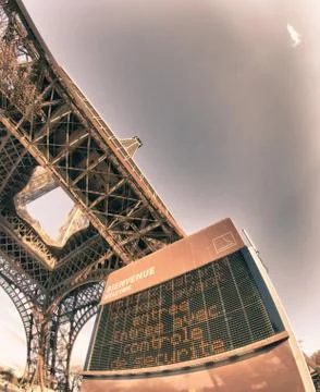 Bottom-Up view of Eiffel Tower in Paris Stock Photos
