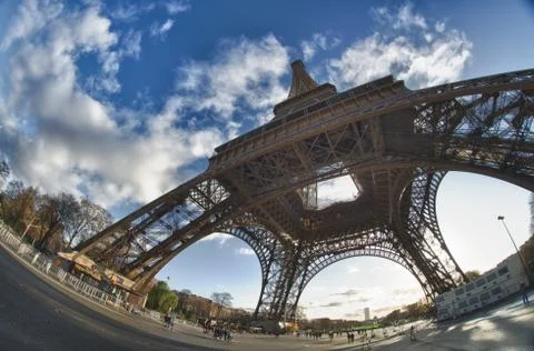 Bottom-Up view of Eiffel Tower in Paris Stock Photos