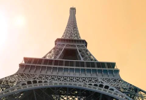 Bottom view on Eiffel Tower, Paris, France Stock Photos