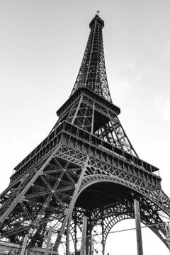 Bottom view on Eiffel Tower 스톡 사진