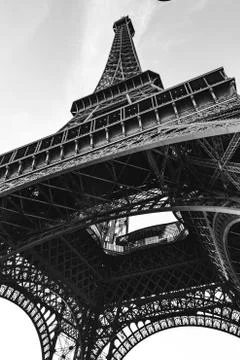 Bottom view on Eiffel Tower Stock Photos