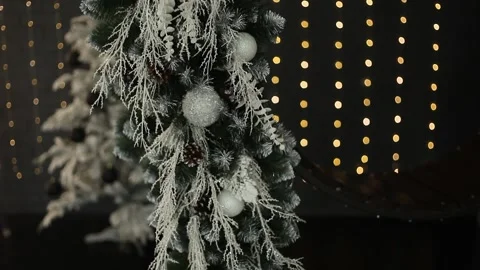 Bottom up view of an elegant Christmas tree with decorations. Stock Footage 205935659