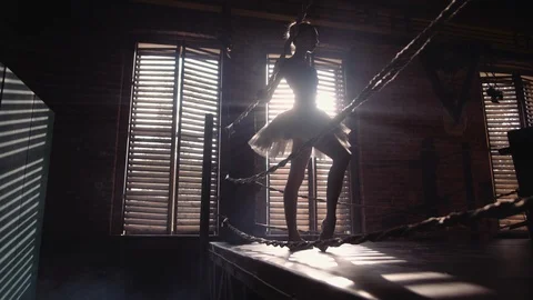 Bottom view of an elegant sophisticated young girl ballerina Stock Footage 112914143