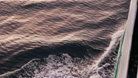Bottom View of Ferry Sailing Across the Ocean Stock Footage 242140734