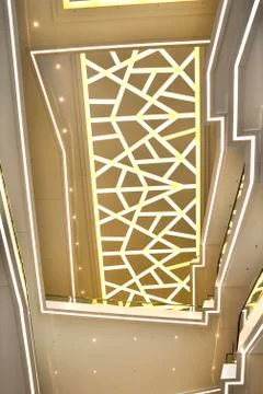 Bottom view on the floors inside the shopping center Gallery of the city of M Stock Photos