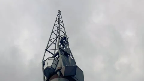 Bottom view footage of old dock crane in London. Video stock 273789778