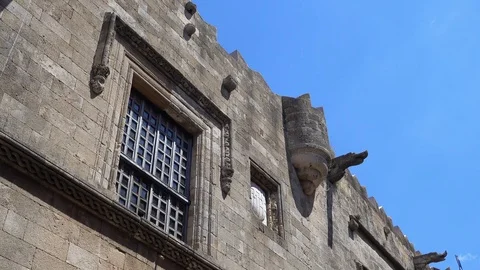 Bottom view on the front wall of Byzantine building Stock Footage 88967732