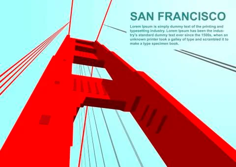 Bottom view of golden gate bridge in San Francisco Stock Illustration