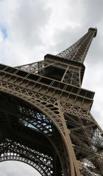 Bottom View of High Eiffel Tower in Paris France Fotos de archivo