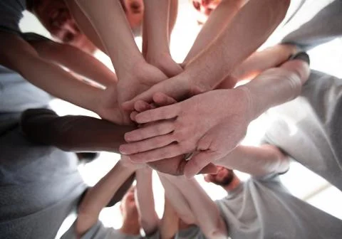 Bottom view. a high tower of the hand Stock Photos