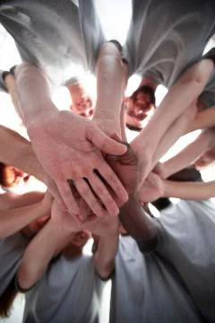 Bottom view. a high tower of the hand Stock Photos
