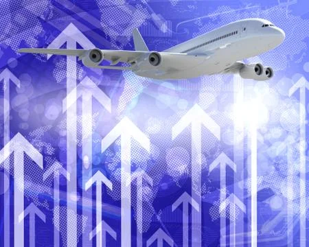Bottom view of jet with arrows up Stock Illustration