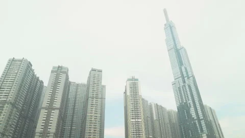 Bottom view of Landmark 81 in Ho Chi Minh City Stock Footage 270672290