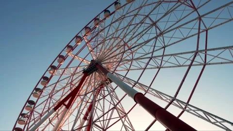 Bottom view of a large Ferris wheel attraction Stock Footage 248971822
